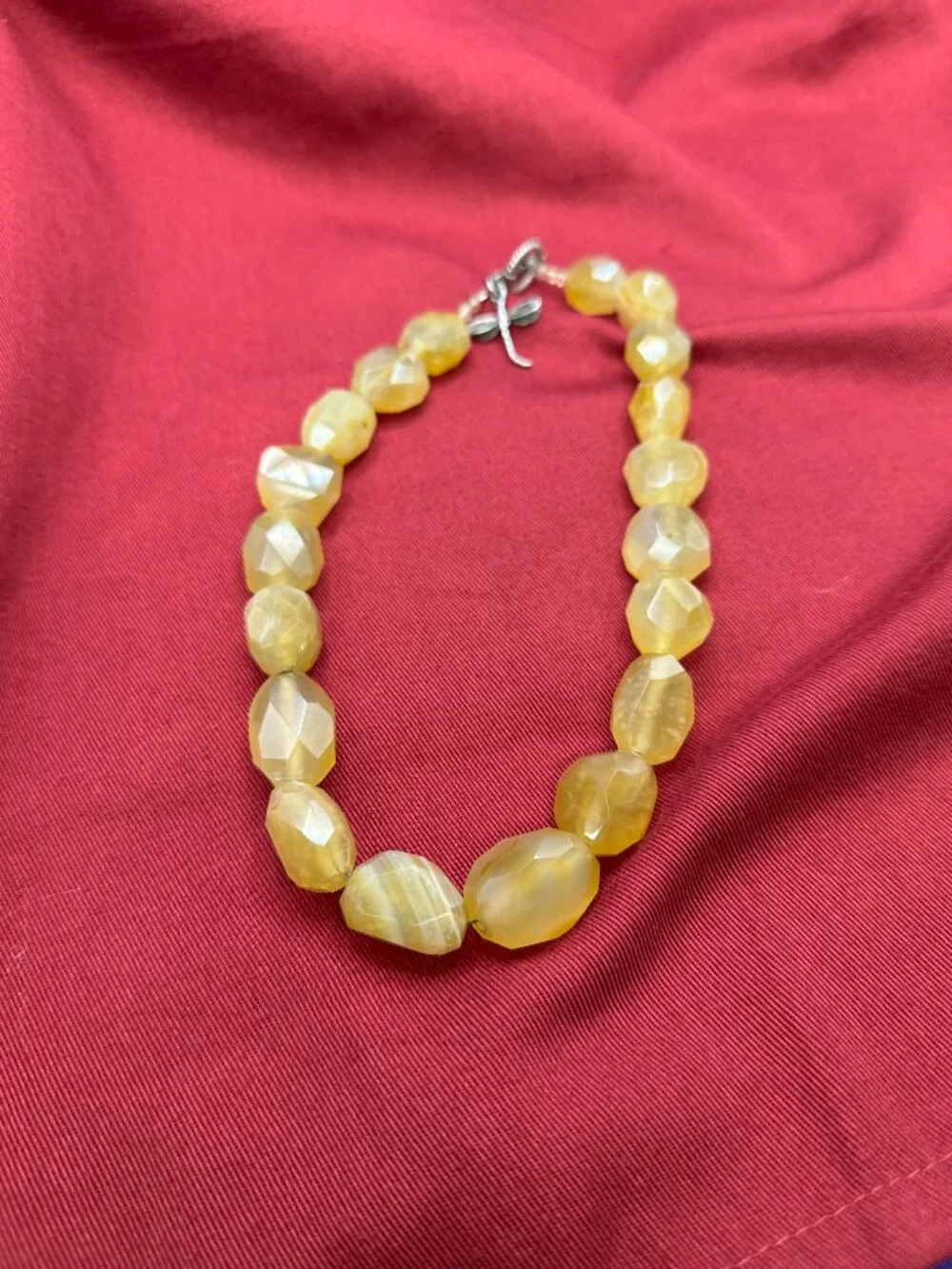 Yellow Faceted Gemstone Necklace. Sterling Dragonfly Charm